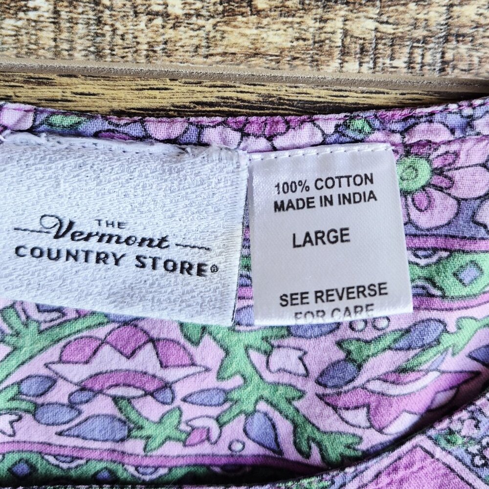 The Vermont Country Store Cotton Tiered Lounger House Dress Short Sleeve - Picture 7 of 11